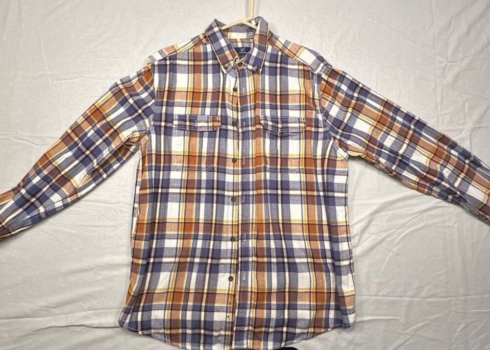George Men's Long Sleeve Button Down Plaid Flannel Shirt